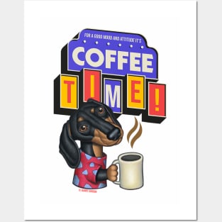 Cute Funny Doxie Dachshund Retro Coffee Posters and Art